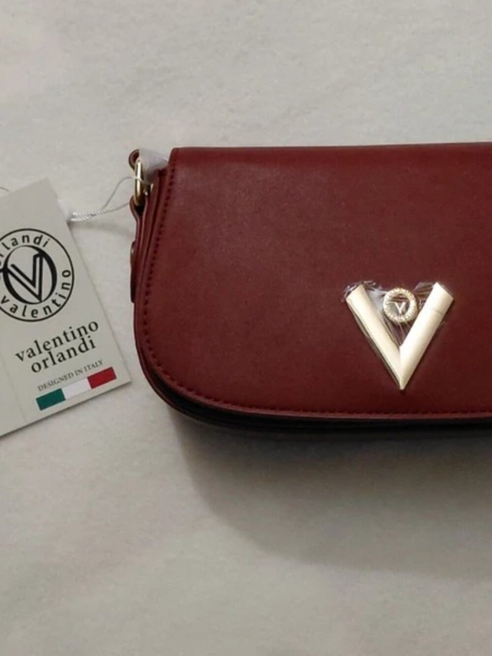 Valentino Orlandi Velora Cherry Red Leather Shoulder Bag (V-4007)